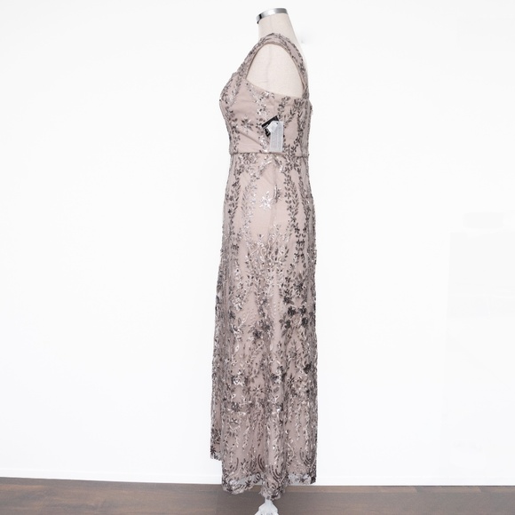 Alex Evenings -  Sequined Embroidered Square-Neck Gown - Picture 6 of 12